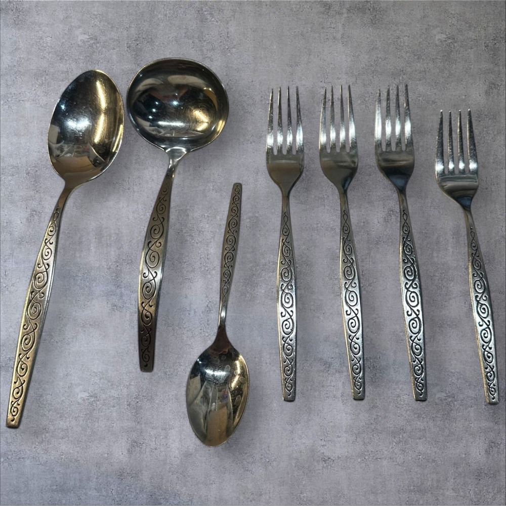 Lot of 7-Gorham SPANISH SCROLL Silver Stainless Replacement Spoons/Forks